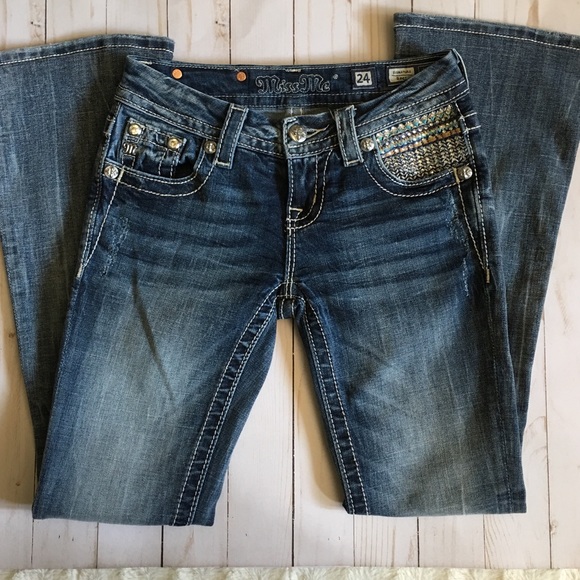 Miss Me Denim - Miss Me Jeans SZ 24 Boot Cut Fleur di les